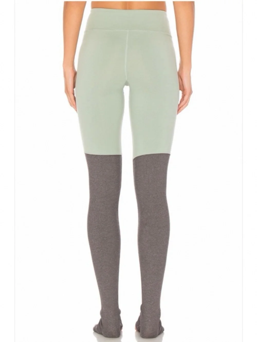 ALO Yoga Goddess Leggings Mint Green Heather Gray Ruched Colorblock Size M